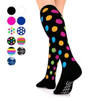 Go2 Compression Socks for Men Women Nurses Runners| Medium Compression Stockings (Black w/Polka Dot, Medium)