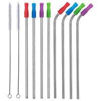 Stainless Steel Straws Reusable 8 Set, Vievogue Metal Drinking Straws with 2 Cleaning Brush for Smoothie, Milkshake, Cocktail and Hot Drinks (Set of 8 10.5inch)