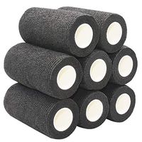 COMOmed Coban Cohesive Bandage Latex FDA Approved 4"x 4.5m First Aid Bandages Stretch Sport Wrap Athletic Tape Wrist Bandages,Black(8 Rolls)
