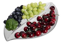 Break Resistant Leaf Serving Tray, Clear Plastic Party Appetizer Plate with 2 Compartment