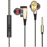 LEANO Dual Moving Coil Wired in-Ear Earphone Heavy Stereo Headphones with Mic Headphones