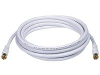 Monoprice 10ft RG6 (18AWG) 75Ohm, Quad Shield, CL2 Coaxial Cable with F Type Connector - White