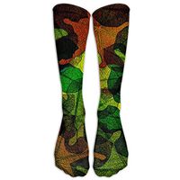 Novelty Casual Long Socks Colorful Leaf Pattern Patterned Comfortable Warmer Stockings 1 Pair for Women & Men Sport High Socks