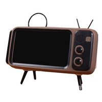 WHER Wireless Bluetooth Speakers with Vintage Retro TV Style and Portable Mobile Phone Dock Holder,3D Stereo Sound TF Card Slot USB Port Compatible for iPhone/Android
