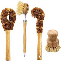 Kitchen Cleaning Brush with Bamboo Handle Set of 4 for Dish Bottle Vegetable Pan Pot Cleaning,Sisal and Coconut Fibers with Bamboo Handles Kitchen Brush for Dish Brush Pot Cleaning Brush