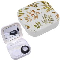 Portable Contact Lens Case Box Travel Kit Mirror + Bottle + Tweezers Container Holder [ Watercolor Autumn Leaves ]