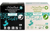 NATRATOUCH Heavy PAD ~ COMPOSTABLE ~ Texas Organic Cotton & Natural Bamboo Charcoal Sanitary Heavy Flow Pads (8 Cotton Pads and 8 Bamboo Pads)