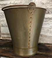 Olivia's Heartland Vintage Metal Bucket with Handle - for Candles, Gift Basket, Food, Fruit, Wine - Burgundy, Flowers, Storage, Tabletop Decor