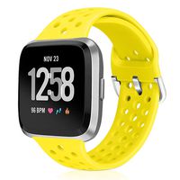 XFYELE Sport Band Compatible with Fitbit Versa/Versa 2/Versa Lite/SE, Soft Breathable Silicone Strap Replacement Wristband with Multiple Colors for Men Women (Shiny Yellow)