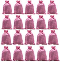 IBLUE 5”*7” Burlap Gift Pouches 20 Pack Drawstring Party Jewelry Wedding Favor Bag Candy Snack Sacks for DIY Craft Christmas Birthday P004 (Pink)