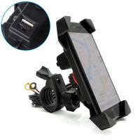 Motorcycle Phone Mount Holder with USB Charger Port Universal for 7/8" Handlebar Cradle Holder for Smartphone GPS, iPhone/Plus-Motorcycle Yamaha FZ07 Vstar 650 Ducati KTM KLR650 R1200GS