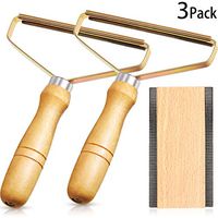 3 Pack Portable Wood Lint Remover and Multi-Fabric Sweater Comb with Steel Net, Manual Clothes Fuzz Shaver Lint Roller Sweater Defuzzer for Wool Products Combing Clothing Blankets Lint Removal
