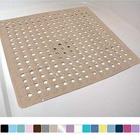 Gorilla Grip Original Patented Bath, Shower, and Tub Mat, 21x21, Machine Washable, Antibacterial, BPA, Latex, Phthalate Free, Square Bathroom Mats with Drain Holes, Suction Cups, Beige Opaque