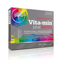 OLIMP VITA MIN PLUS SENIOR - 30 capsules - is a vitamin and mineral supplement enriched with lutein, hyaluronic acid and Korean ginseng extracs. VITALITY EVERY DAY by Olimp Labs