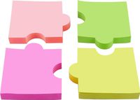 4A Shapes Sticky Notes,Puzzle,2 7/8 x 2 4/7 Inches,Neon Assorted,Self-Stick Notes,100 Sheets/Pad,4 Pads/Pack,4A 5020
