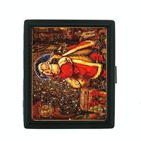 Perfection In Style Metal Cigarette Case Vintage Christmas Design 014