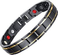 Fashionable Healthcare Stainless Steel Magnetic Therapy Bracelet for Men and Lady (Black)