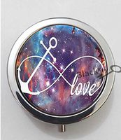 BlackKey Galaxy Space Universe Infinity Love Anchor 3-Compartment Decorative Pocket Gift Box Case Organizer for Pill, Color 1 -24