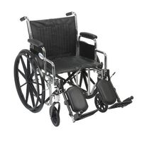 Drive Medical Chrome Sport Wheelchair with Various Arm Styles and Front Rigging Options, Black and Chrome, 20 Inch