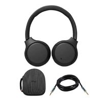 Sony WHXB700 Wireless Extra Bass Headphones (Black) with Hardshell Headphone case and 10ft 3.5mm aux Cable Bundle