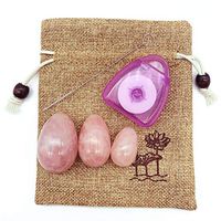 The Rose Quartz Jade Egg Yoni Eggs Set of 3 Women Pelvic Floor Kegel Exercise with Storage Pouch