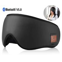 Bluetooth Sleep Mask Eye Mask for Sleeping Sleep Headphones Built-in Ultra-Thin HD Speakers and Mic Perfect for Insomnia, Nap, Snoring, Air Travel, Meditation & Relaxation (Black-Leather)