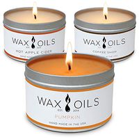 Scented Candles - Pumpkin, Hot Apple Cider & Coffee Shop (Pack of 3) Soy Aromatherapy, 8oz