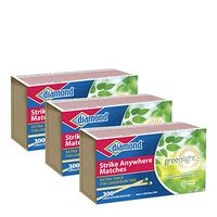 Diamond GreenLightTM Kitchen Matches - 3 Pack - 300 Matches per Pack x 3 = 900 Match (Strike anywhere)