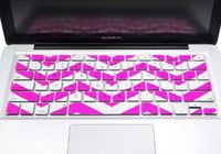 INV DESIGN Zig - Zag Chevron Ultra Slim Silicone Keyboard Cover Skin for Macbook 13" Unibody / Macbook Pro 13" 15" 17" with or without Retina Display / New Macbook Air 13" / Wireless Keyboard (HOT PINK / WHITE)