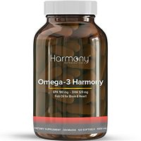 Harmony Nutraceuticals Omega 3 Fish Oil Supplement | 120 Capsules Supports Brain Function and Heart Health | Salmon Fish Oil Omega 3 Pills, 1000mg Fish Oil/Serving (180mg of EPA & 120mg of DHA)