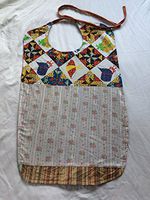 Blue & Patchwork Handmade Cloth Fabric Adult Bib Clothes Protector Crumb Catcher Reversible Bibs