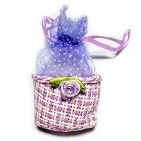 001B Organza Mesh Bag Straw Woven Baskets - Mini Basket Set 6 pcs Mix Color – Best for Party Decor Storage and Crafts – Wedding Baby Shower Favor Bag