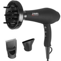 1875W Infrared Professional Salon Hair Dryer, Negative Ionic Blow Dryer for Fast Drying, AC Motor Light Weight Hair Blow Dryer with Diffuser & Concentrator & Comb（Black Color）