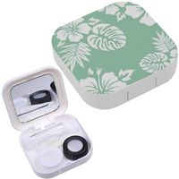 Portable Contact Lens Case Box Travel Kit Mirror + Bottle + Tweezers Container Holder [ Hawaiian Aloha Shirt ]