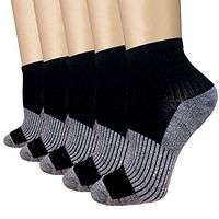 3/5/8 Pairs Copper Compression Ankle Socks Women & Men Sport Plantar Fasciitis Arch Support - Best For Athletic &Travel (Small/Medium, B5-5 Black)