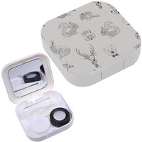Portable Contact Lens Case Box Travel Kit Mirror + Bottle + Tweezers Container Holder [ Trees Shrubs Foliage ]