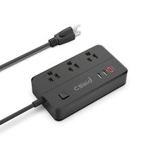 Power Strip with 2 USB & 1 Type-C Ports 3 Outlet, Desktop Charging Station 4 ft Extension Cord for Cruise Ship, Dorm Room Multi Plug Extender - Black