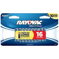 Rayovac Alkaline AAA Batteries, 824-16SCF, 16-Pack