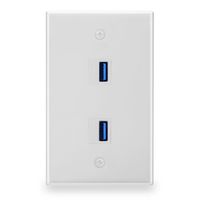 BATIGE 2-Port Dual USB 3.0 Keystone Wall Plate Charger Outlet Mount Socket Face Plate Cover Panel Dock Station