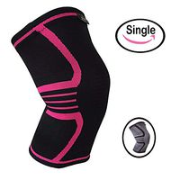 Knee Support Brace for Men & Women by LSR- Knee Compression Sleeve for Exercise, Running, Jogging, Sports- Arthritis, Joint Pain Relief, Surgery Recovery – Single Wrap – Black/Pink Large