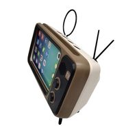 Retro TV Mobile Phone Holder Bluetooth Audio Speaker - GorNorriss Bluetooth Speaker New Wireless Bluetooth Speaker with Mobile Phone Holder Portable Wireless Speaker (Sliver)
