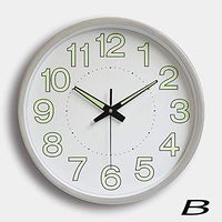 Your only family Fashion 12 inch 30CM Luminous Mute Wall Clock Quartz Clock Round Bedroom Living Room Wall Clock Modern Simple Clock Pretty (Color : B)