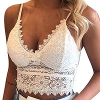AMOUSTORE Lace Vest for Women Teddy Eyelash Lingerie Naughty Bra Underwear (M, White)