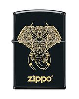 Zippo "Flame Logo Cerulean Blue Lighter, 1071 (Elephant with Tusks Black Matte)