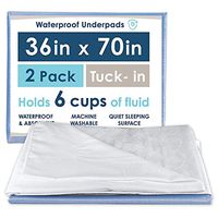Pack of 2 Washable Waterproof Mattress Sheet Protector Bed Extra Large Underpad - 36in x 70in with Tuck-in Tails