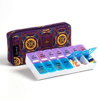 Pill Organizer case Box,7 Days Round Vitamin Organizer Box (Purple)