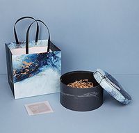 Mr Shang Marble Texture Simple Business Gift Box LED Strings Gift Bag Greeting Card Cowhide Shred Paper (Circular)