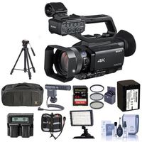 Sony PXW-Z90V Compact 1in XDCAM 4K Camcorder with 3G-SDI Output - Bundle with Video Bag, 62mm Filter Kit, Spare Battery, Video Tripod, Shotgun Mic, Video Light, 32GB SDHC U3 Card and More