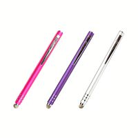 3-Pack TruGlide Mesh Fiber Stylus with Microfiber Knit Tip for All Capacitive Touch Screen Tablets, iPad, and Smartphone (Pink, Purple, and Silver with Silver Clips), Lynktec