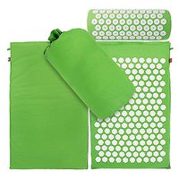GHF Body Pain Relieve Stress Tension Acupuncture Cushion Mat Yoga Lotus Spike Acupressure Mat Pillow Set W/Carry Bag,Green